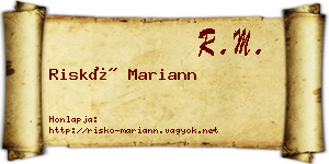 Riskó Mariann névjegykártya